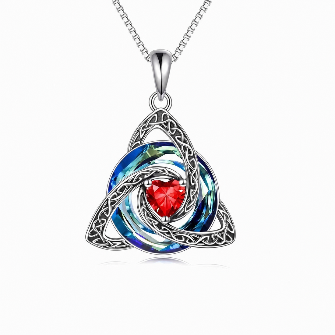 Witch Knot Birthstone Necklace with red heart