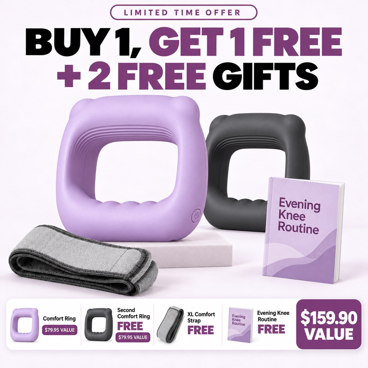 Buy 1 get 1 free: one lavender and one charcoal Haldrow Comfort Ring