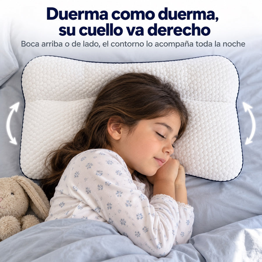 Niña dormida de lado con el cuello alineado