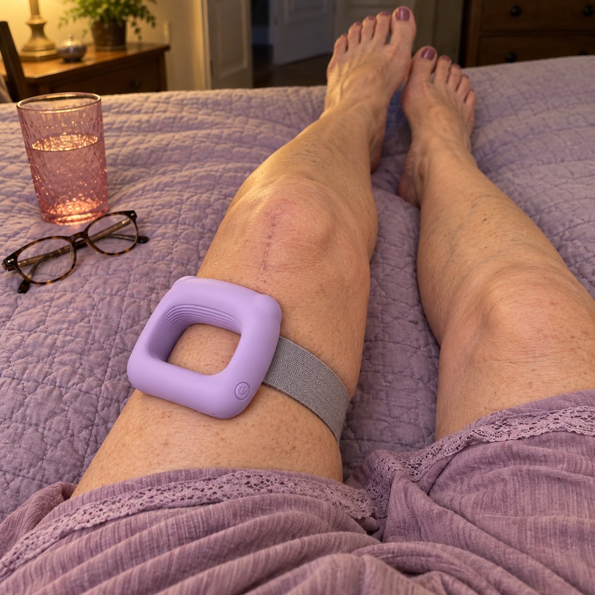Nancy's point of view with the ring on her leg before bed