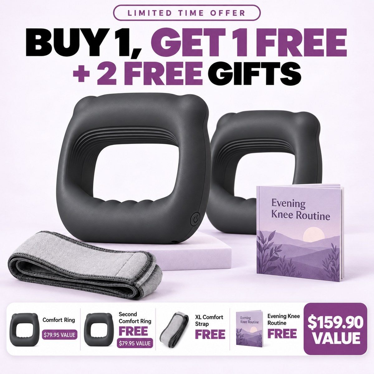 Buy 1 get 1 free: two charcoal Haldrow Comfort Rings