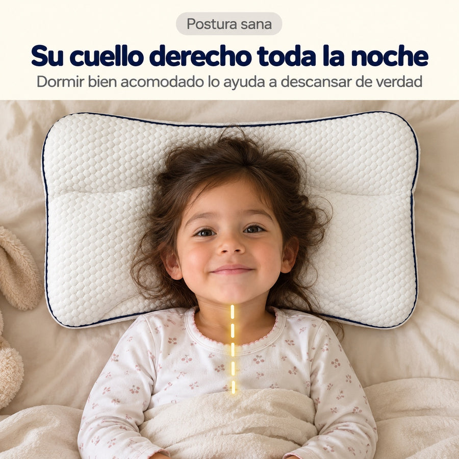 Niña acostada boca arriba con el cuello derecho