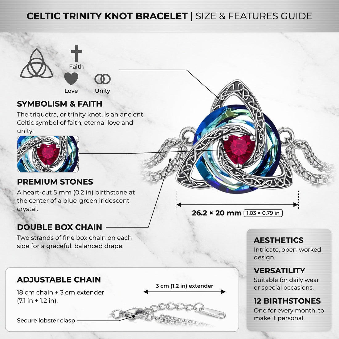 Witch Knot Birthstone Bracelet