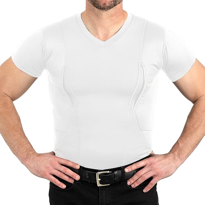 Haldrow Shadow Carry Tee, white V-neck